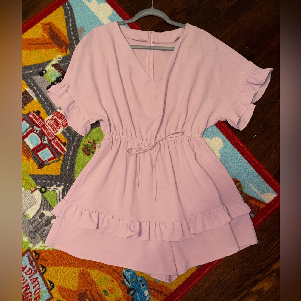 Light Pink shorts women’s ruffle romper